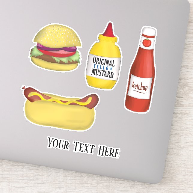 Stylish Typography Cute Colorful Hamburger Cute Sticker (Detail)