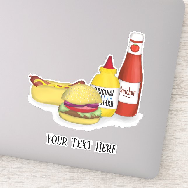 Stylish Typography Cute Colorful Hamburger Sticker (Detail)