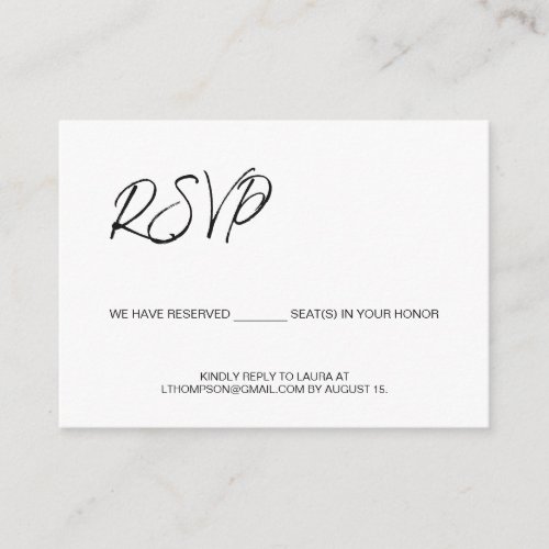 Stylish Typography Email RSVP Gold script QR code Enclosure Card