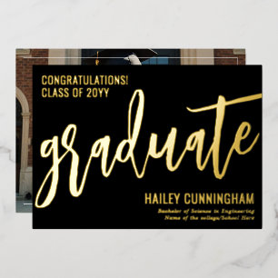 Stylish Typography Graduation Photo Foil Card