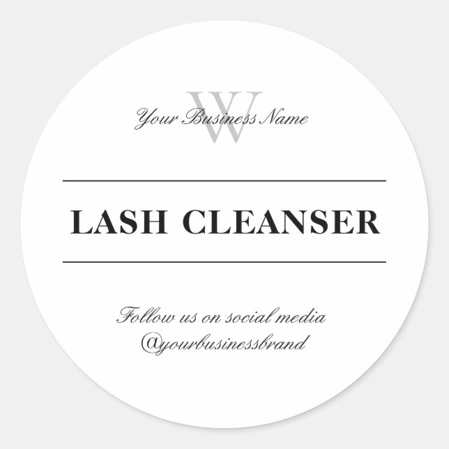 Stylish Typography Lash Cleanser Classic Round Sticker (Front)