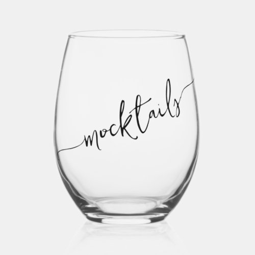Stylish Typography Mocktails Stemless Wine Glass