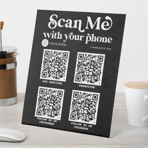 Stylish typography Modern QR code business Pedestal Sign