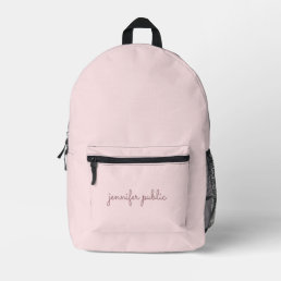 Stylish Typography Name Blush Pink Solid Color Printed Backpack