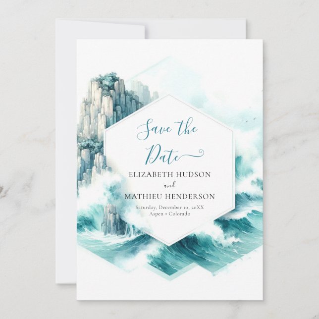 Stylish Typography Nautical Wedding  Save The Date (Front)