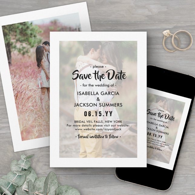 Stylish Typography Overlay Modern 2 Photo Wedding Save The Date (Creator Uploaded)