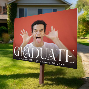 Stylish Typography Overlay Photo Graduate Yard Sign