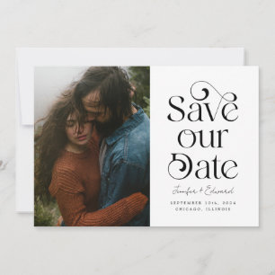 Stylish Typography Photo QR Code Save The Date
