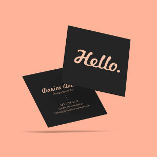 Stylish Typography Pink & Black Hello Casual Trend Square Business Card