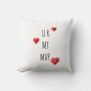 Stylish U R MY MVP Monogram Valentine Throw Pillow