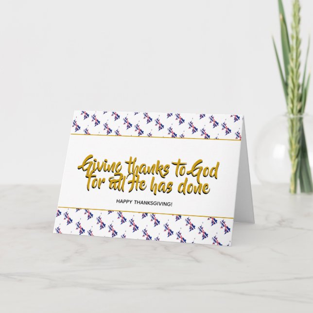 Stylish UK BRITISH Giving Thanks THANKSGIVING Holiday Card (Front)