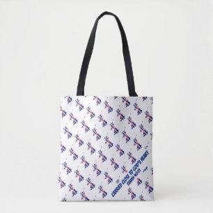 Stylish UK UNION JACK FLAG Scripture Bible Isaiah Tote Bag