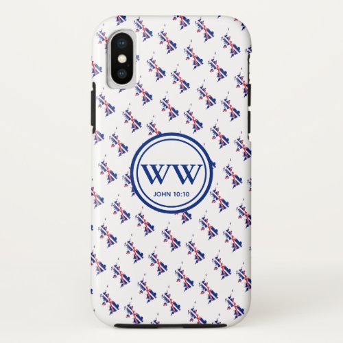 Stylish UK UNION JACK Monogram Abundant Life iPhone XS Case