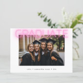 stylish ultra chic neon pink school grad photo announcement (Standing Front)