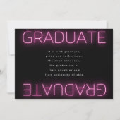 stylish ultra chic neon pink school grad photo announcement (Back)