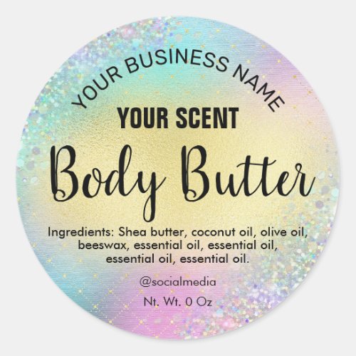 Stylish Unicorn Colored Glitter Body Butter Labels