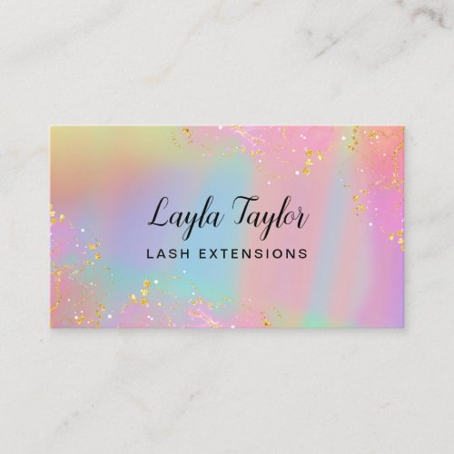 Stylish Unicorn Holographic Gold Glitter  Business Card
