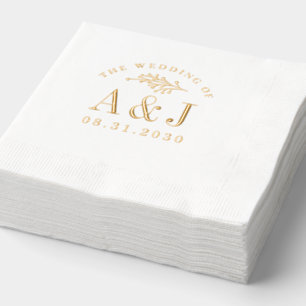 Stylish Union Wedding Logo Foil Stamped Napkins