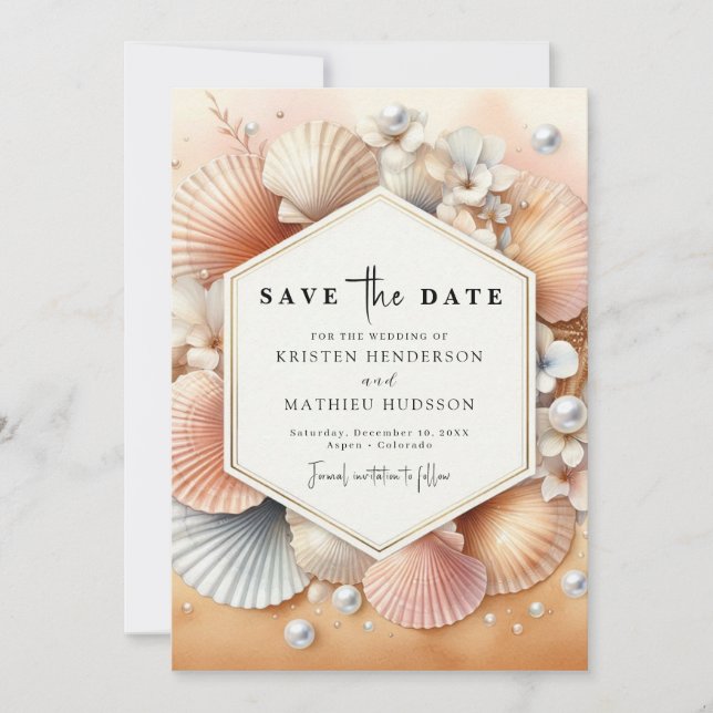 Stylish Unique Beach Wedding Save The Date (Front)