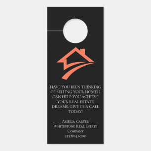 Stylish Unique Black Real Estate Agent Door Hanger