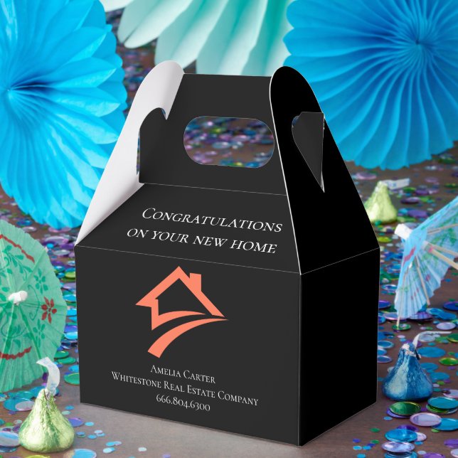 Stylish Unique Black Real Estate Agent Favor Boxes (Party)
