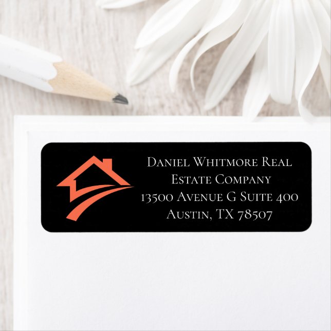 Stylish Unique Black Real Estate Agent Label (Insitu)