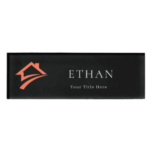 Stylish Unique Black Real Estate Agent Name Tag
