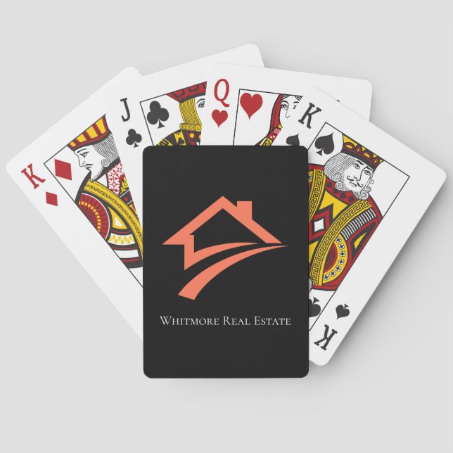 Stylish Unique Black Real Estate Agent Poker Cards (Back)