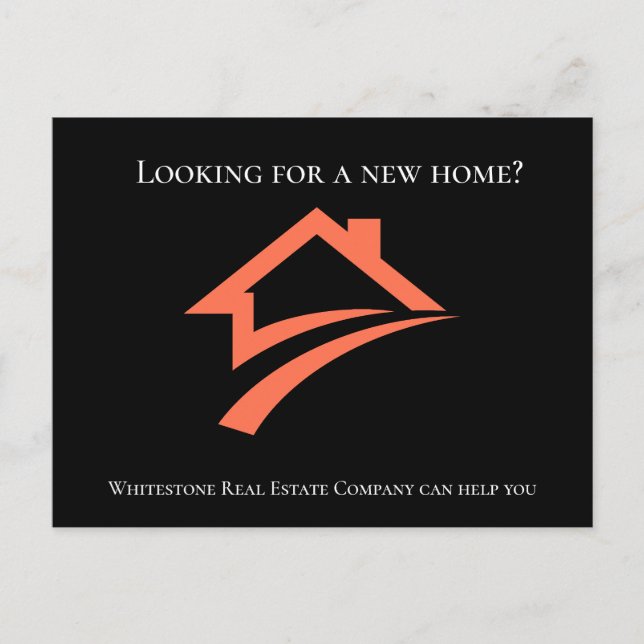 Stylish Unique Black Real Estate Agent Postcard (Front)