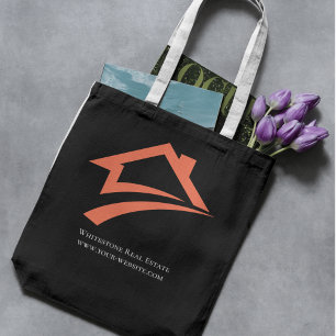 Stylish Unique Black Real Estate Agent Tote Bag