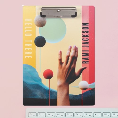Stylish Unique Collage Photo l Modern Hello Hand Clipboard