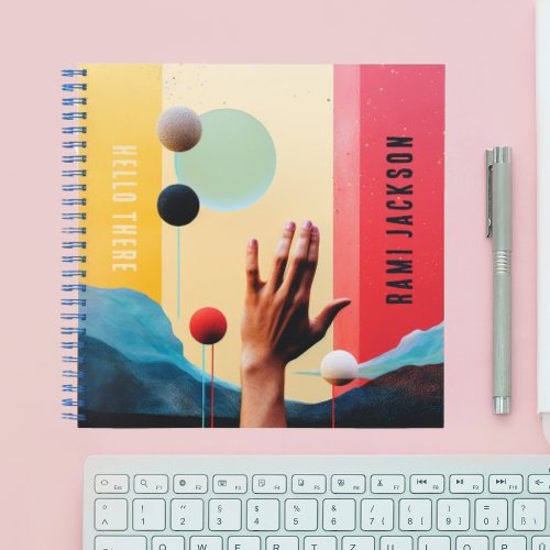 Stylish Unique Collage Photo l Modern Hello Hand  Notebook