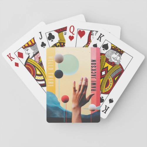 Stylish Unique Collage Photo l Modern Hello Hand  Playing Cards