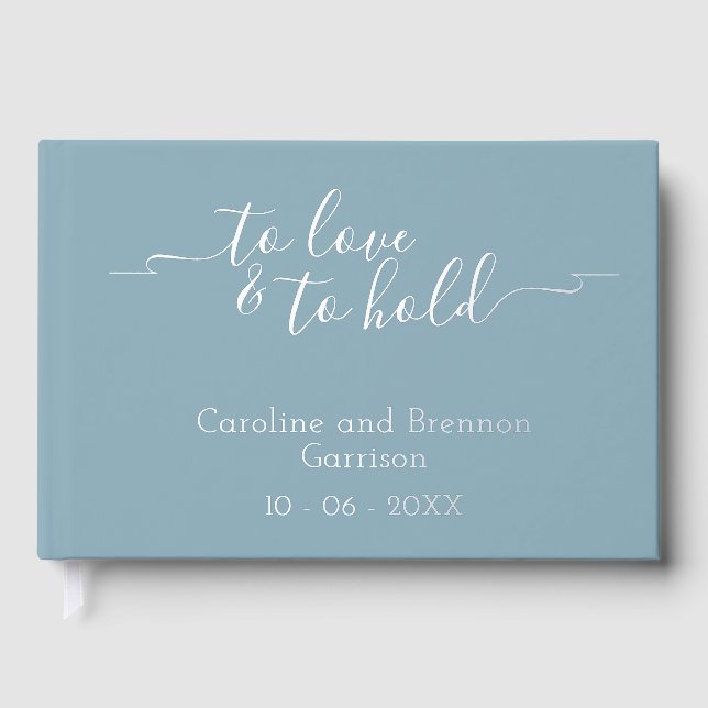 Stylish Unique Couple Names Wedding Vow Gold Foil Guest Book (Front)