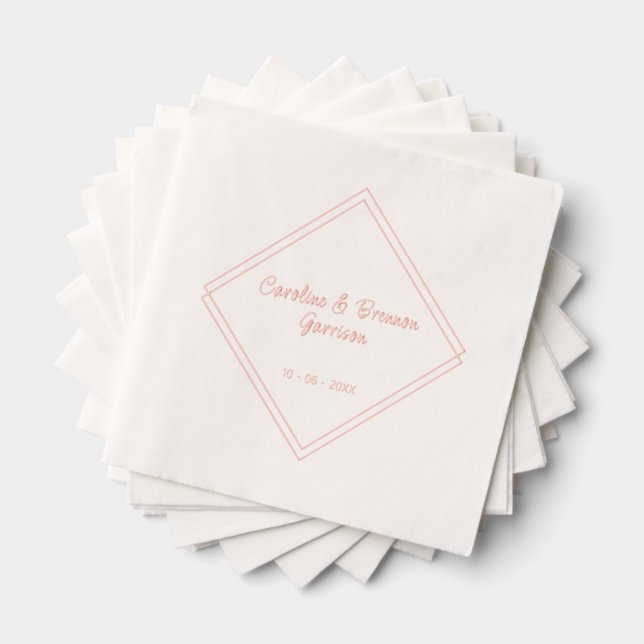 Stylish Unique Geometric Square Border Framed Gold Foil Napkins (Insitu (Stacked))