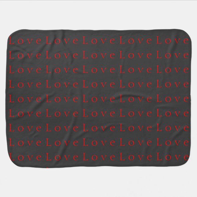Stylish Unique Grey Red Love Baby Blanket (Horizontal)