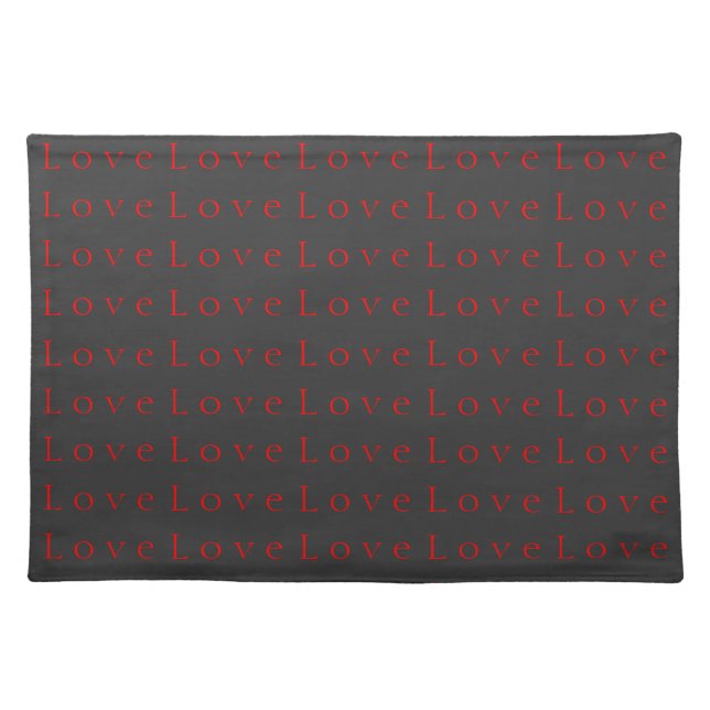 Stylish Unique Grey Red Love Wedding Cloth Placemat (Front)
