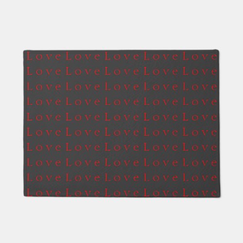 Stylish Unique Grey Red Love Wedding Doormat