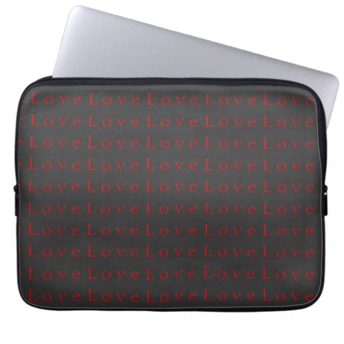 Stylish Unique Grey Red Love Wedding Laptop Sleeve