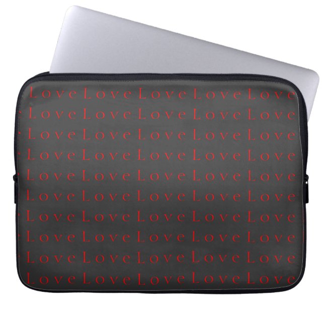 Stylish Unique Grey Red Love Wedding Laptop Sleeve (Front)