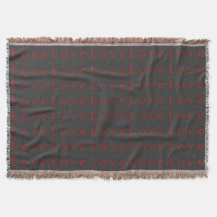Stylish Unique Grey Red Love Wedding Throw Blanket