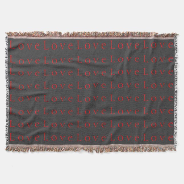 Stylish Unique Grey Red Love Wedding Throw Blanket (Front)
