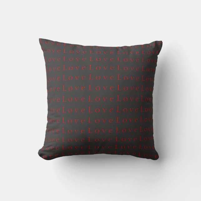 Stylish Unique Grey Red Love Wedding Throw Pillow (Front)