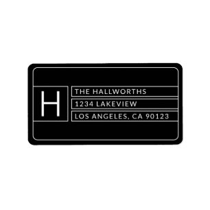 Stylish Unique Modern Geometric Black & White Label