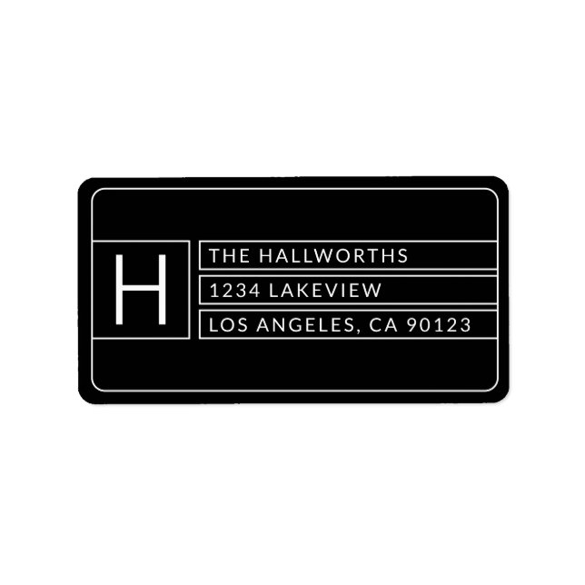 Stylish Unique Modern Geometric | Black & White Label (Front)