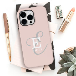 Stylish Unique Monogram Feminine Blush Pink Case-Mate iPhone 14 Pro Max Case