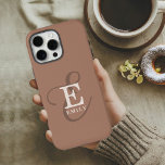 Stylish Unique Monogram Mocha Brown iPhone 16 Pro Max Case<br><div class="desc">An elegant stylish representation of your name and monogram accents this custom iPhone case with classic serifs and a more ornate script typography has a beautifully balanced symmetry. The three elements blend together stylishly to create your own personal branding logo. Shown here with a trendy mocha brown background (the color...</div>