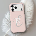 Stylish Unique Monogram Name Feminine Blush Pink iPhone 17 Pro Max Case<br><div class="desc">An elegant stylish representation of your name and monogram accents this beautiful custom iPhone case with classic serifs and a more ornate script typography has a beautifully balanced symmetry. The three elements blend together stylishly to create your own personal branding logo. Shown here with a soft blush pink background with...</div>