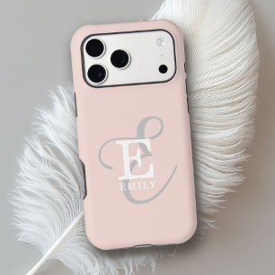 Stylish Unique Monogram Name Feminine Blush Pink iPhone 17 Pro Max Case