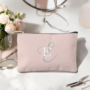 Stylish Unique Monogram Typography Blush Pink Accessory Pouch
